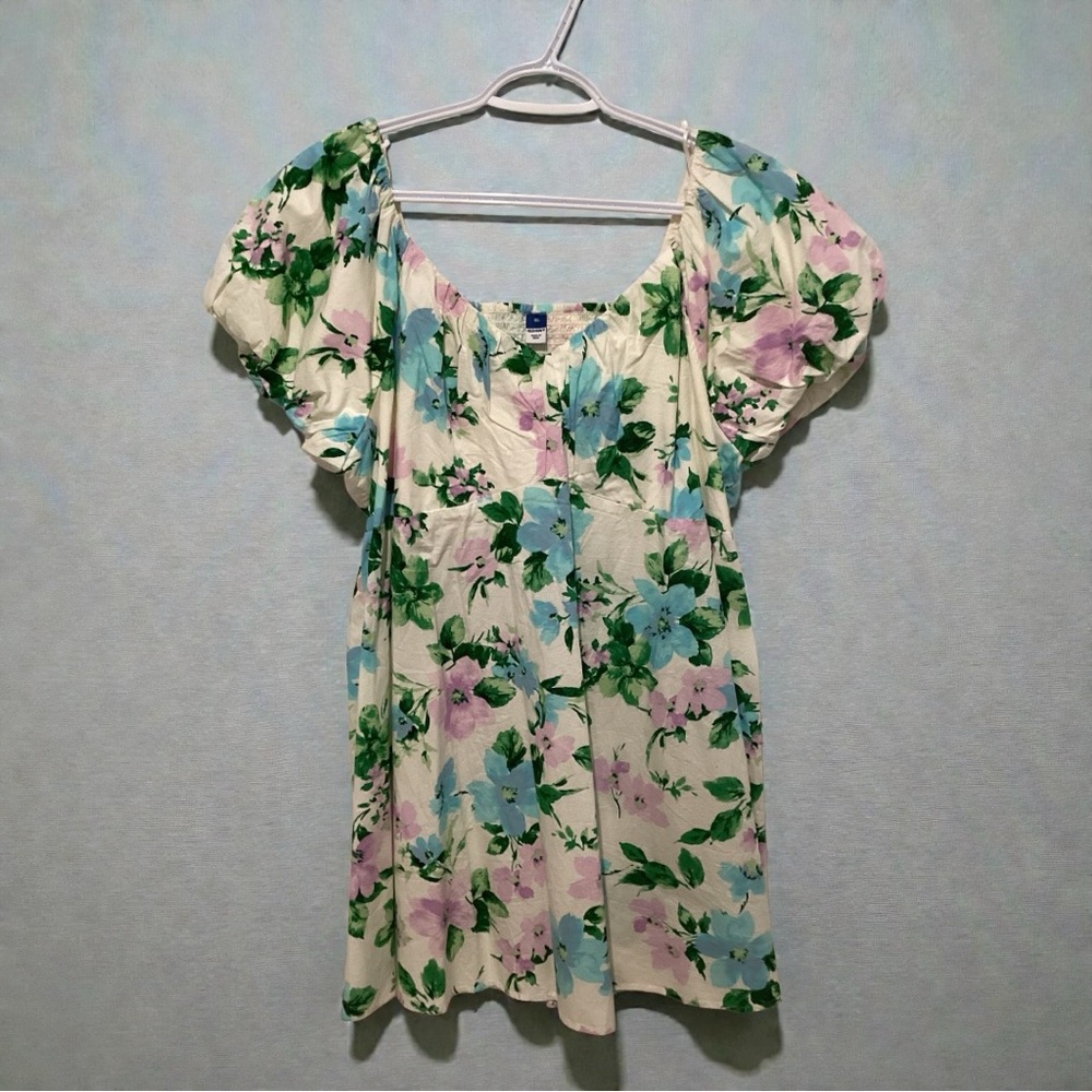 NWT Old Navy Floral Mini Dress - Cream, Green, Purple